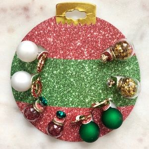 4 pairs earrings Christmas ornament double sided